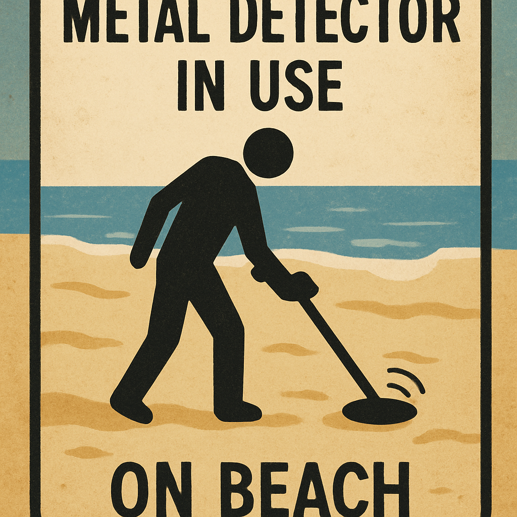 Metal Detector in Use on Beach