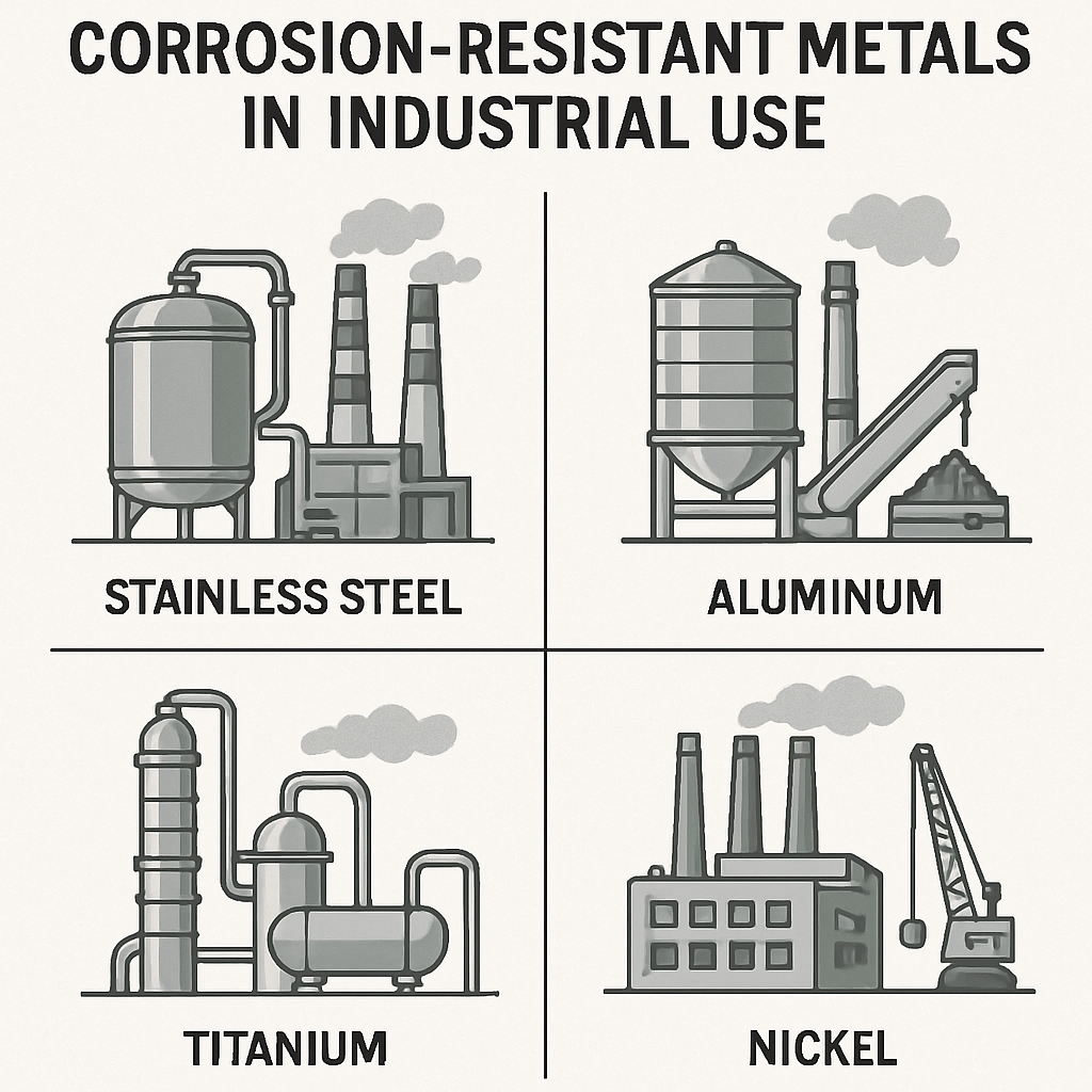Corrosion-resistant metals in industrial use