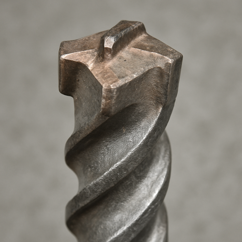 Close-up of a concrete drill bit