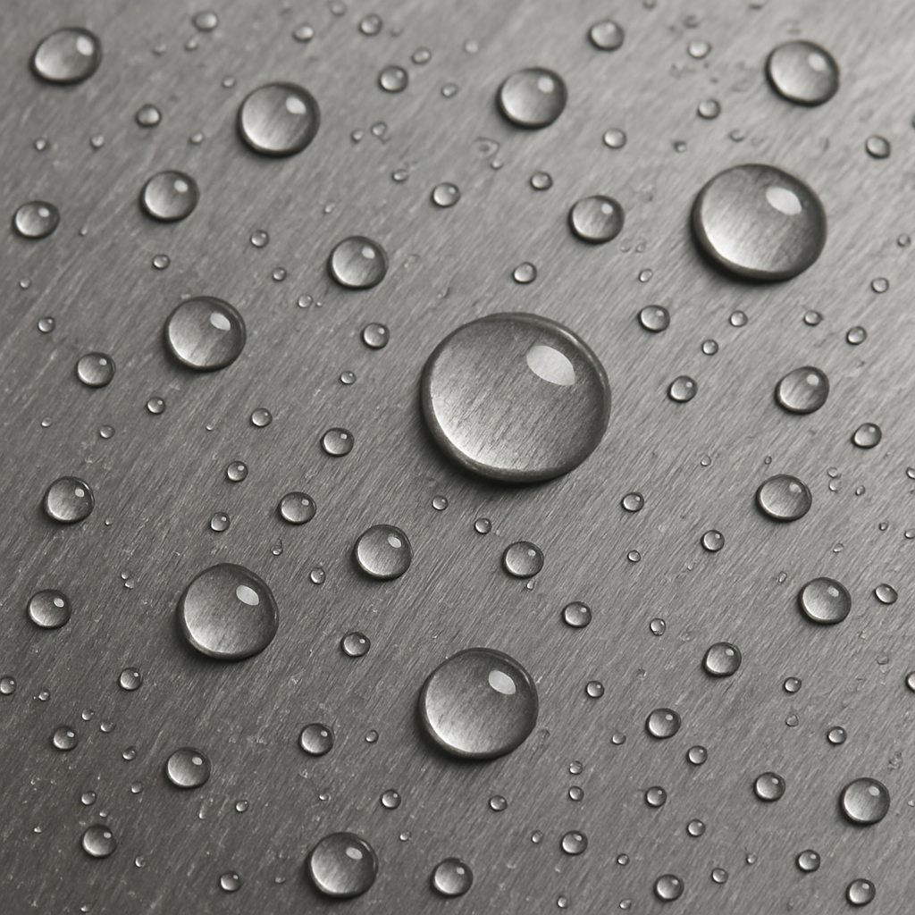 Close-up of stainless steel showing corrosion resistance