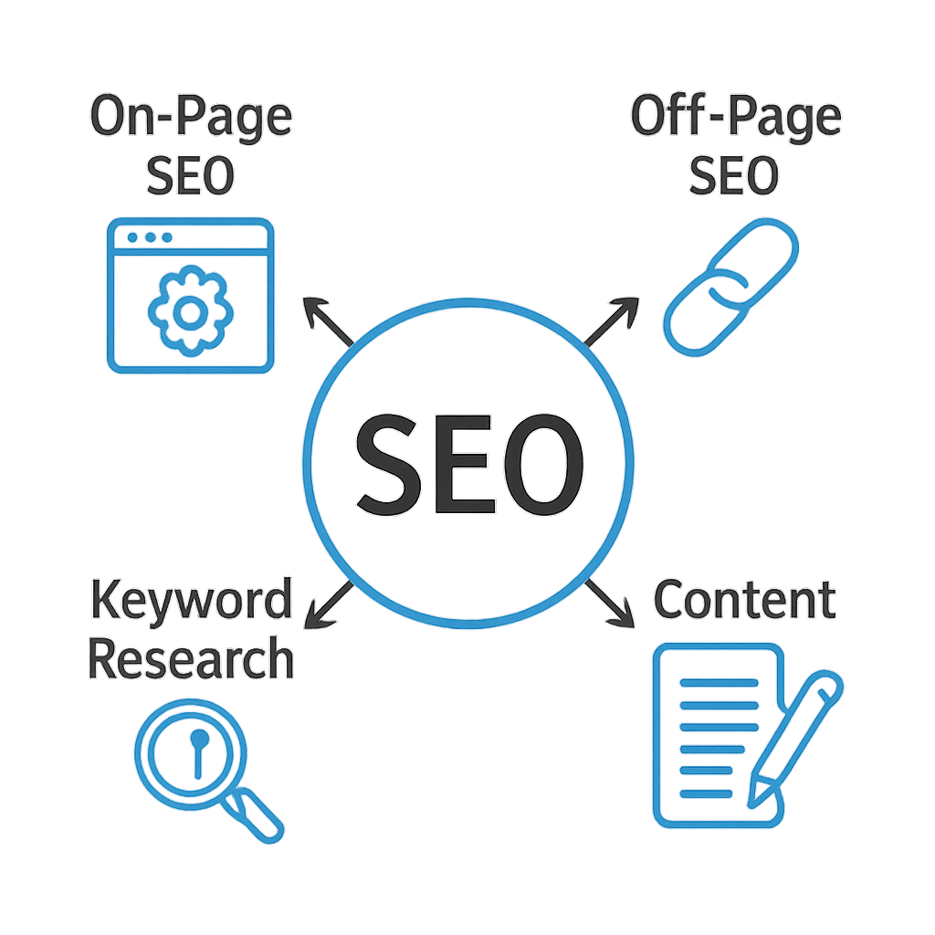 Diagram illustrating the components of SEO