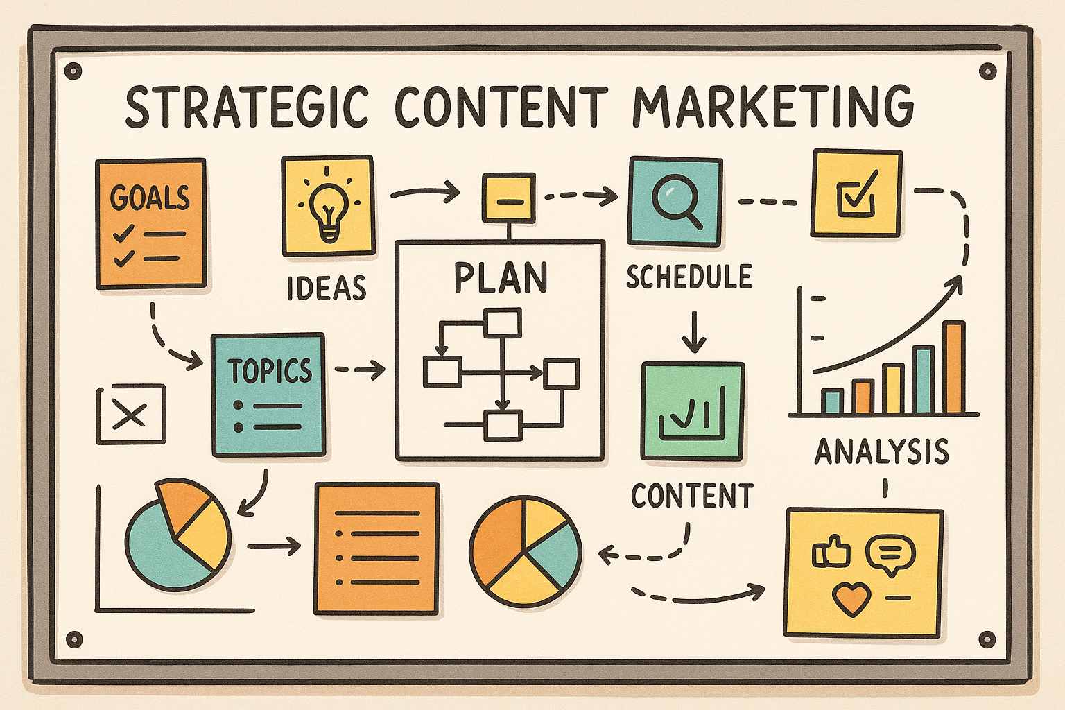 Illustration of a strategic content marketing planning board