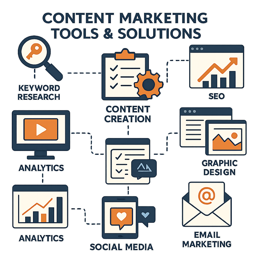 Graphic of Content Marketing Tools and Solutions
