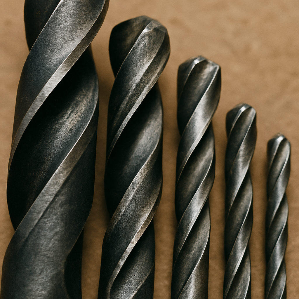 Close-up of drill bits in various sizes
