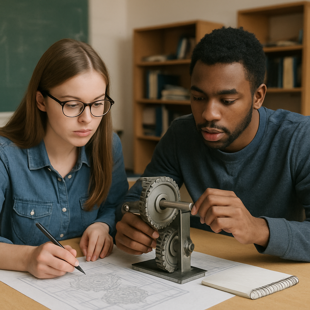 Students working on a mechanical engineering project
