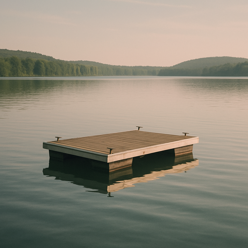 Floating dock on a calm lake