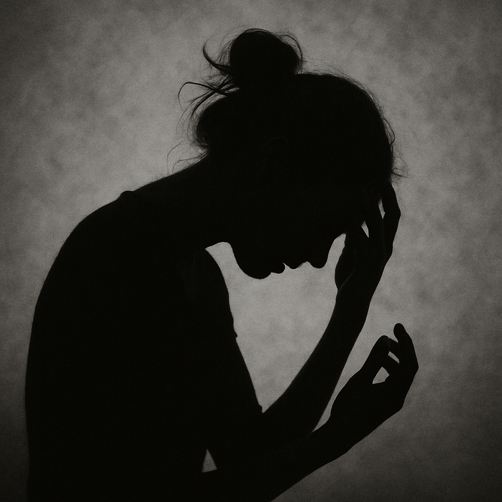 silhouette of a woman in distress