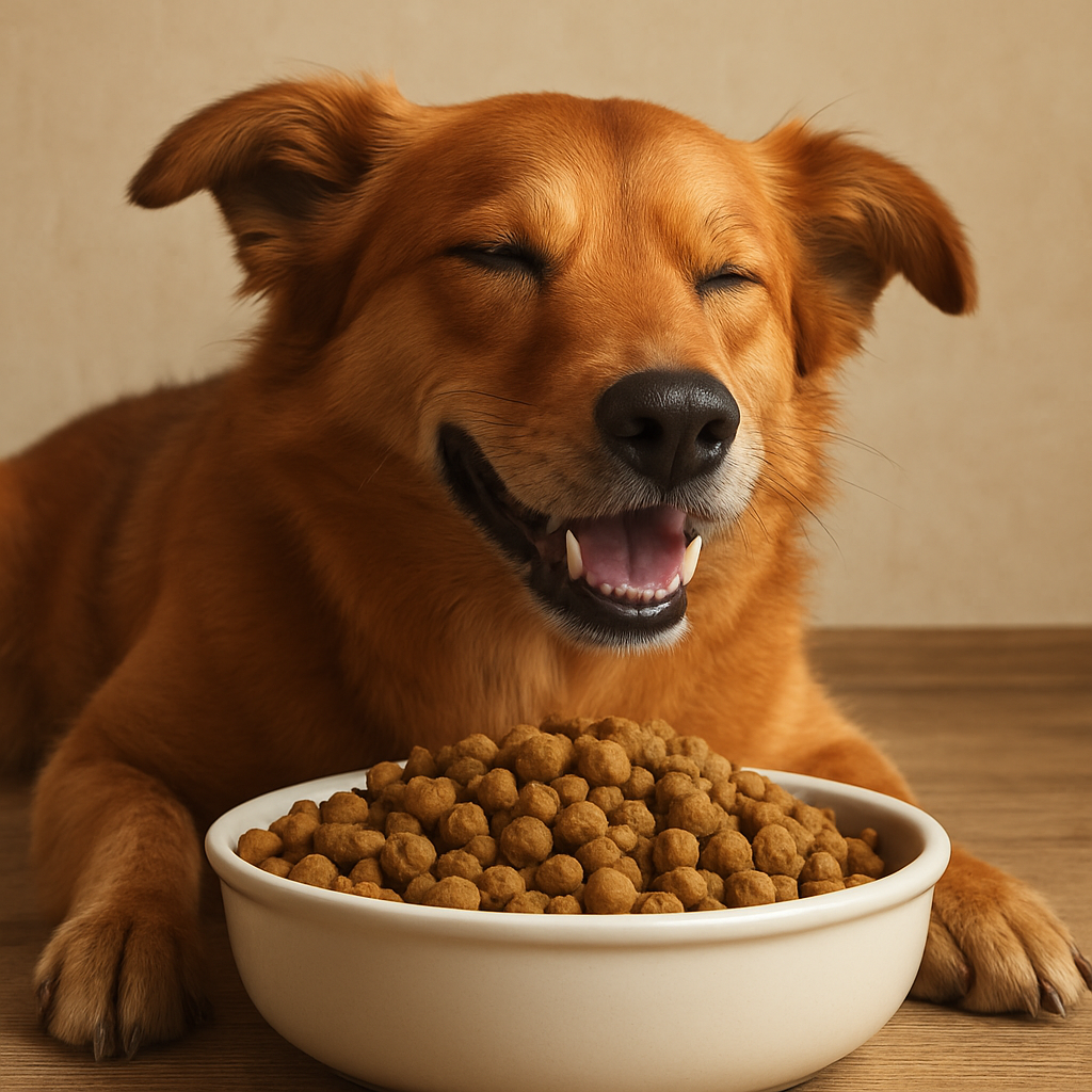 Happy pet enjoying high-quality food