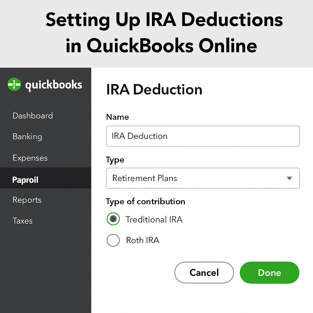 Setting up IRA deductions in QuickBooks Online