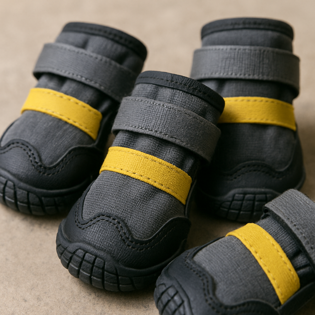 Close-up of dog boots