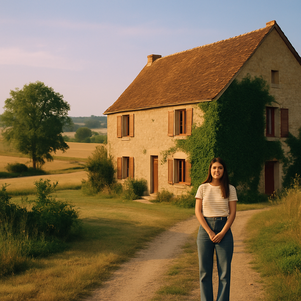 A scenic background depicting the early life and setting of Dorothée Lepère