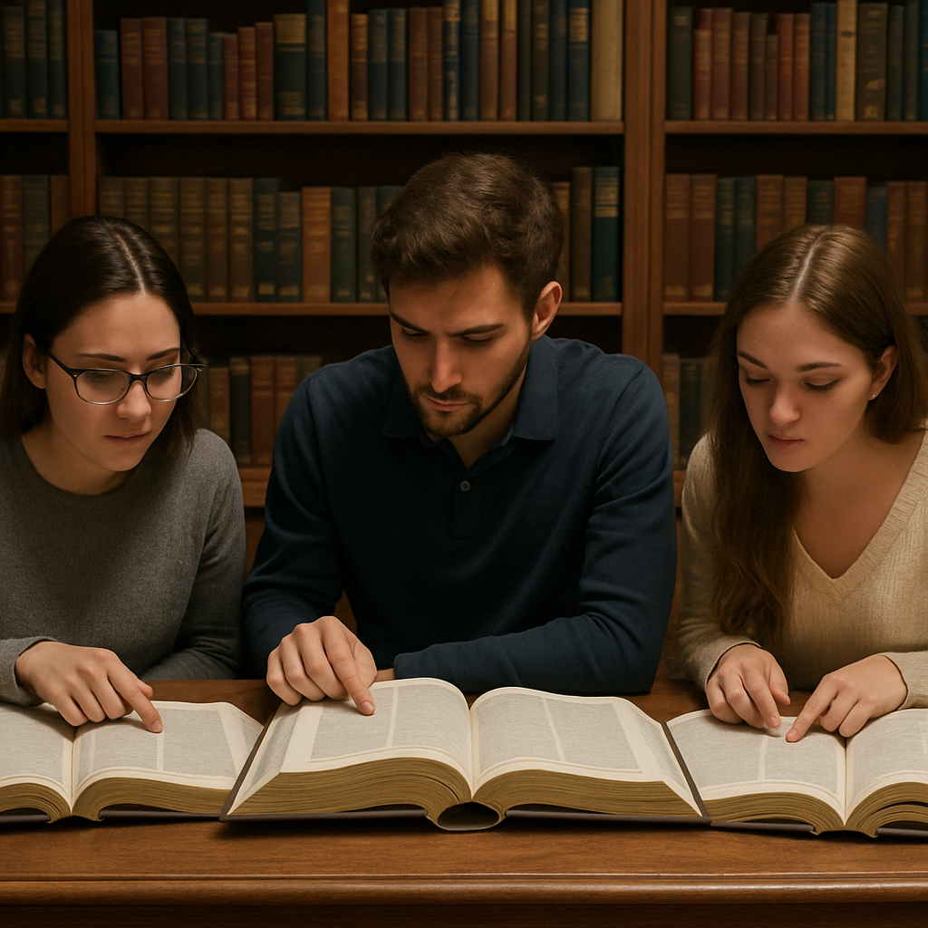 Students studying law books