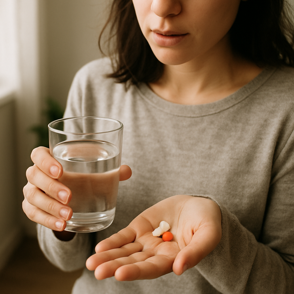 Person taking morning medication