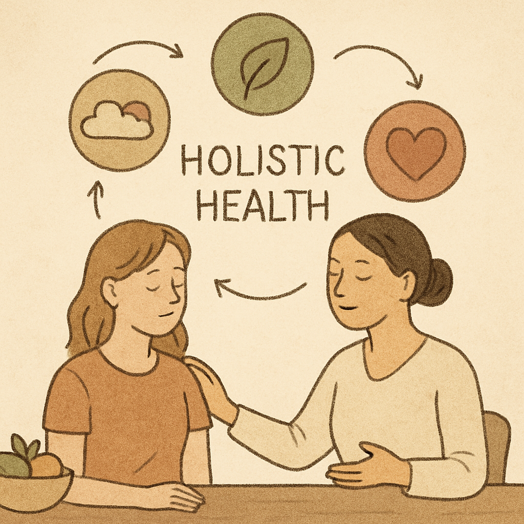 Image depicting holistic health approach with a patient and practitioner