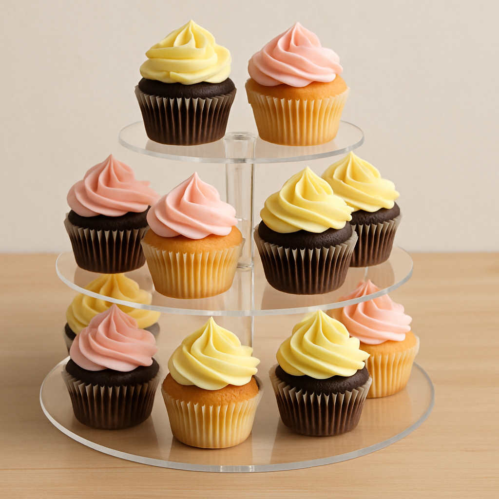 Acrylic cupcake stand with cupcakes