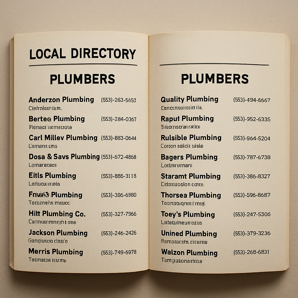 Local directory with plumber listings