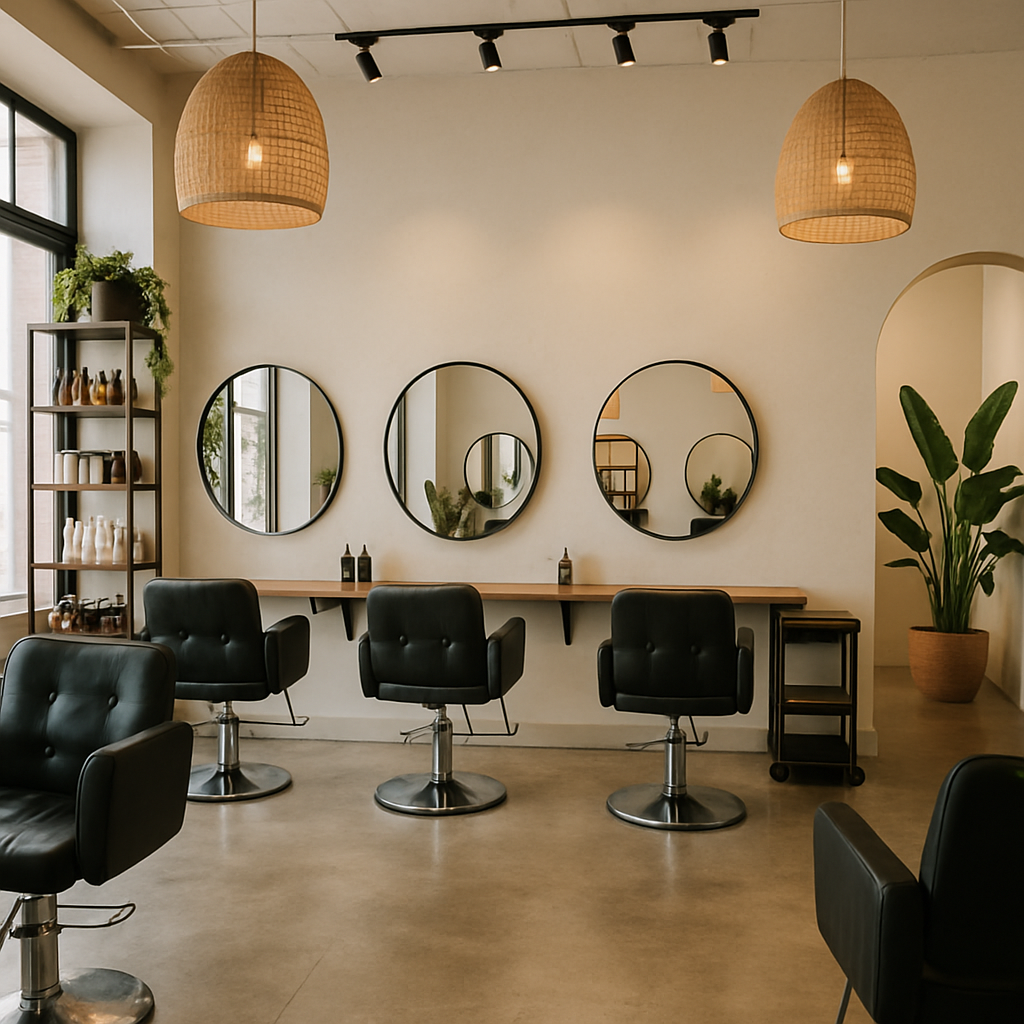 Stylish hair salon interior with modern decor