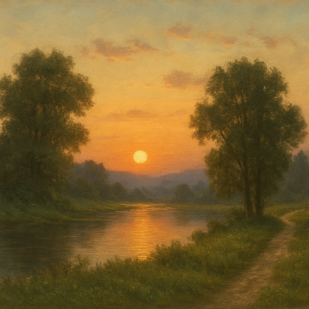 peaceful landscape at sunset