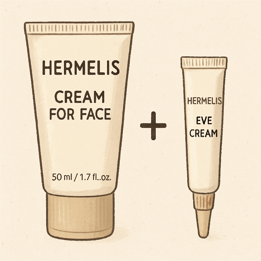 Illustration of pairing Hermelis Cream for Face with eye cream