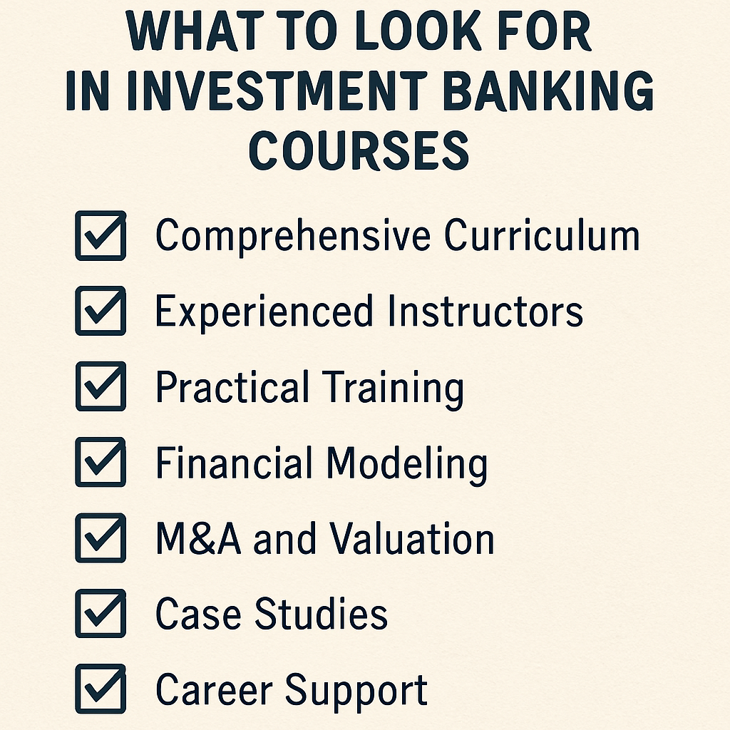 Checklist of What to Look for in Investment Banking Courses