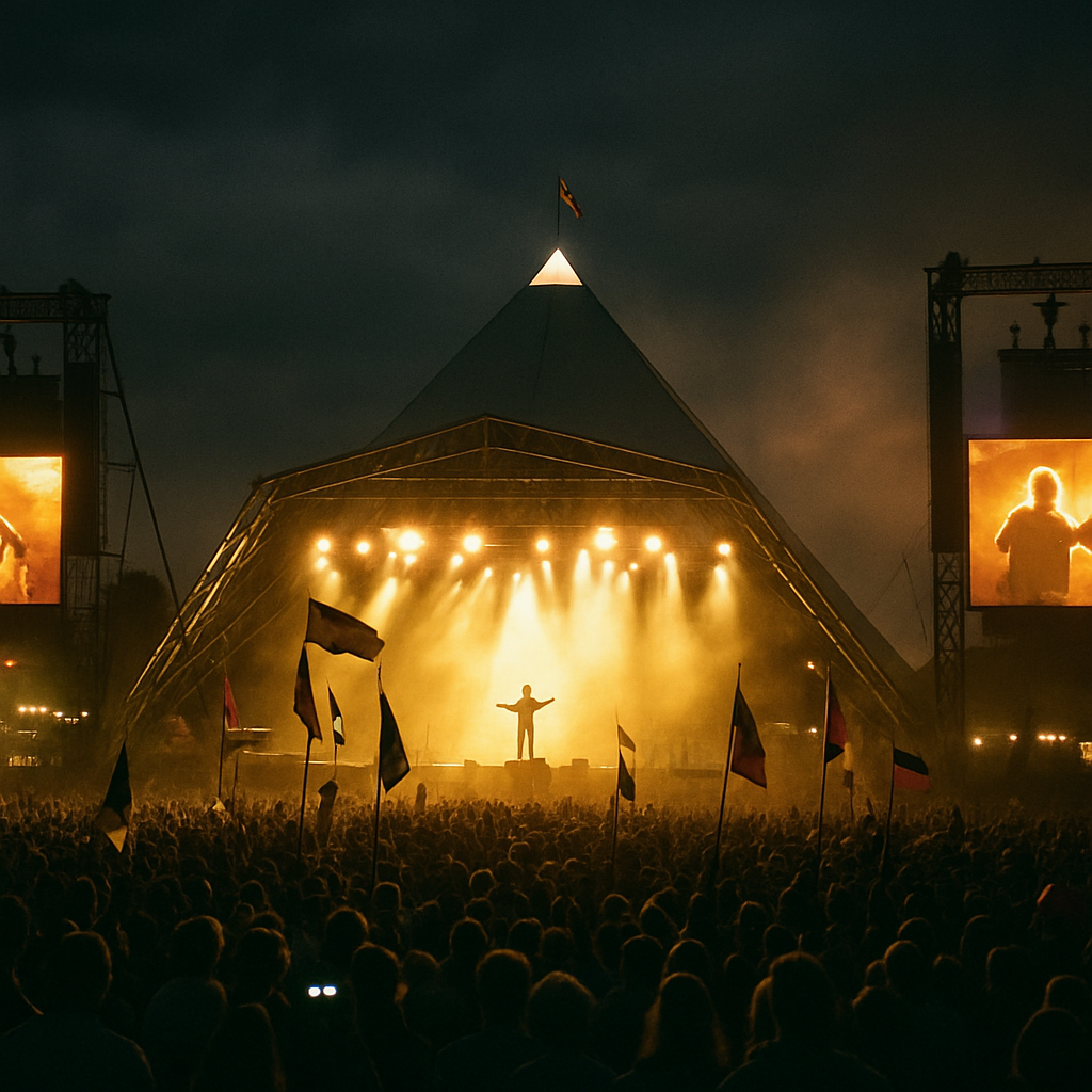 Glastonbury Festival Pyramid Stage during a performance