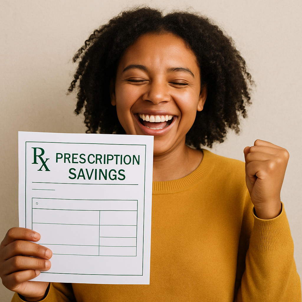 Happy person with prescription savings