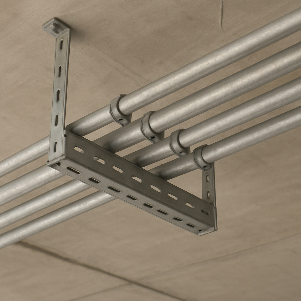 Cable tray supporting tubing lines