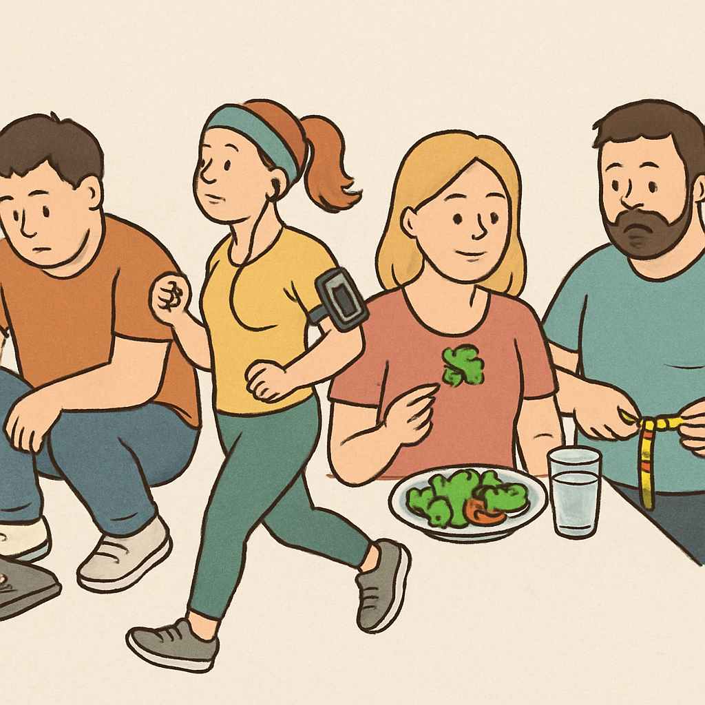 People trying different weight loss methods
