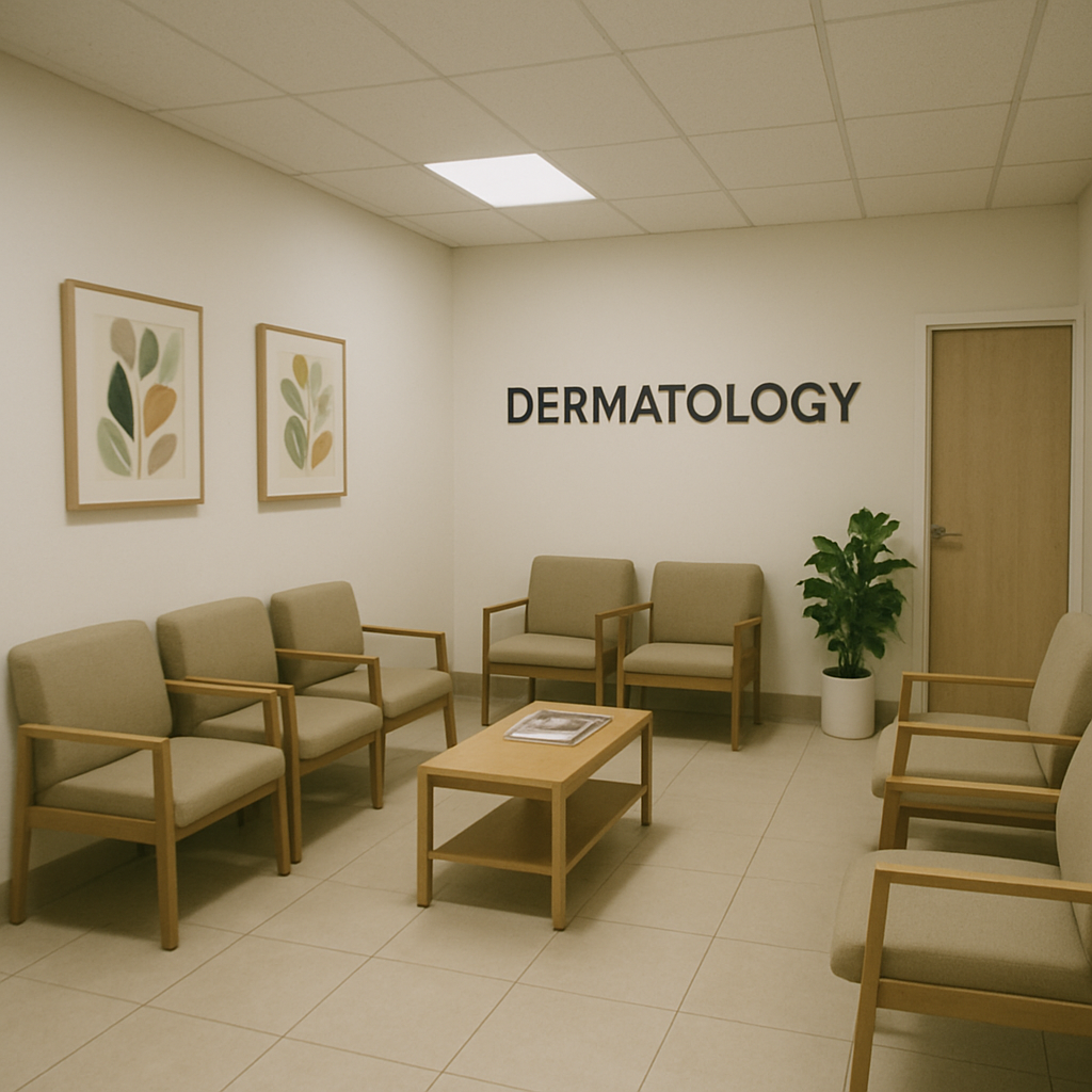 Private dermatology clinic waiting room
