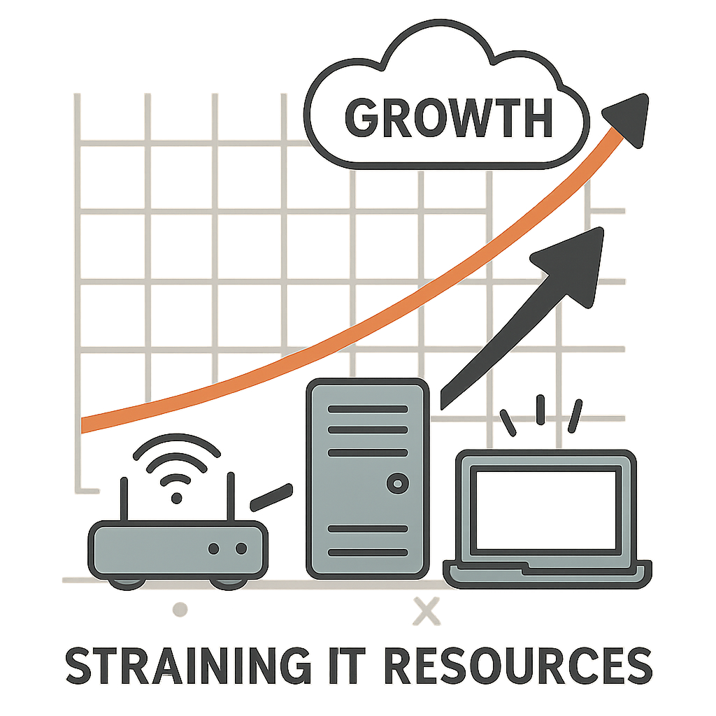 Graphic illustrating growth straining IT resources