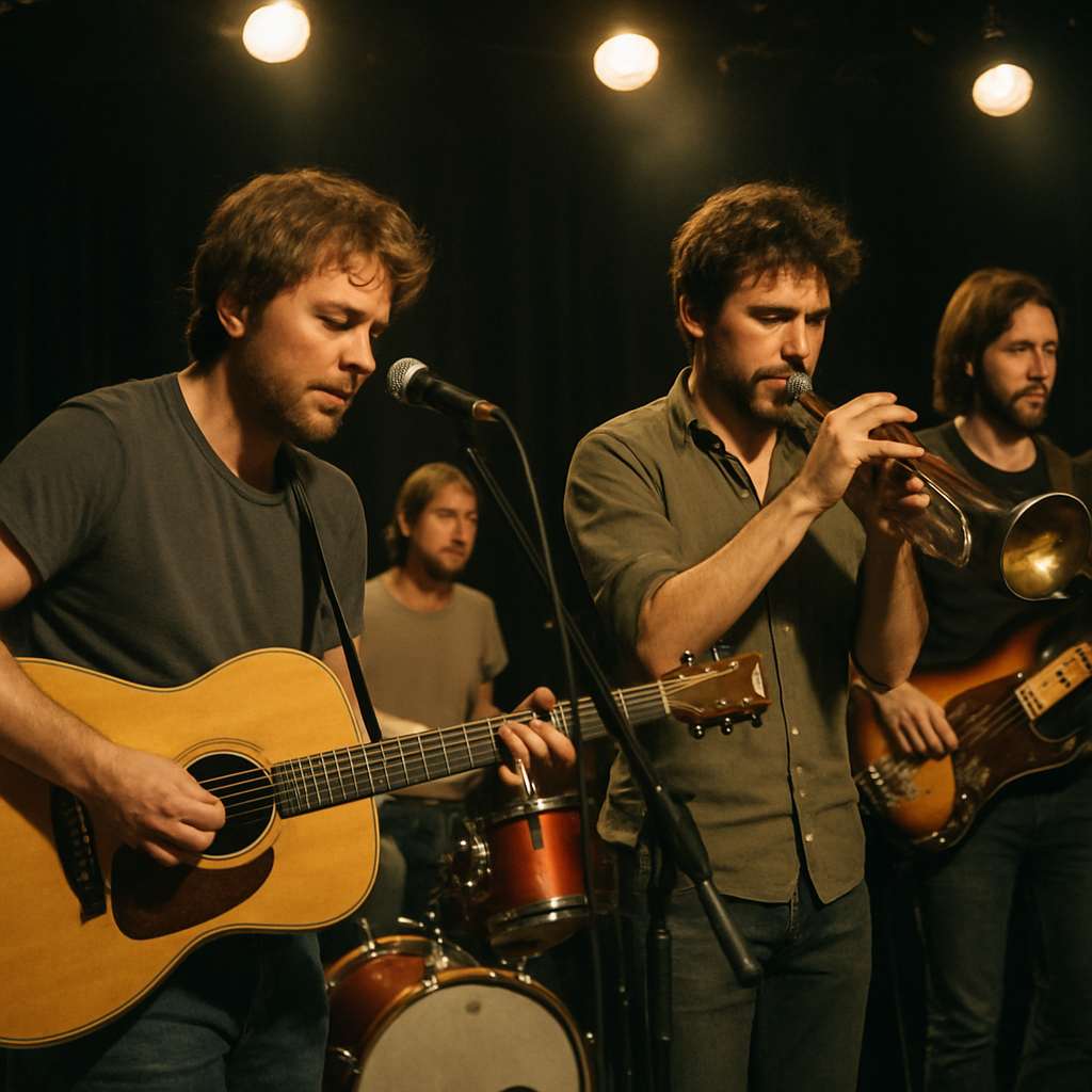 Musicians playing instruments on stage