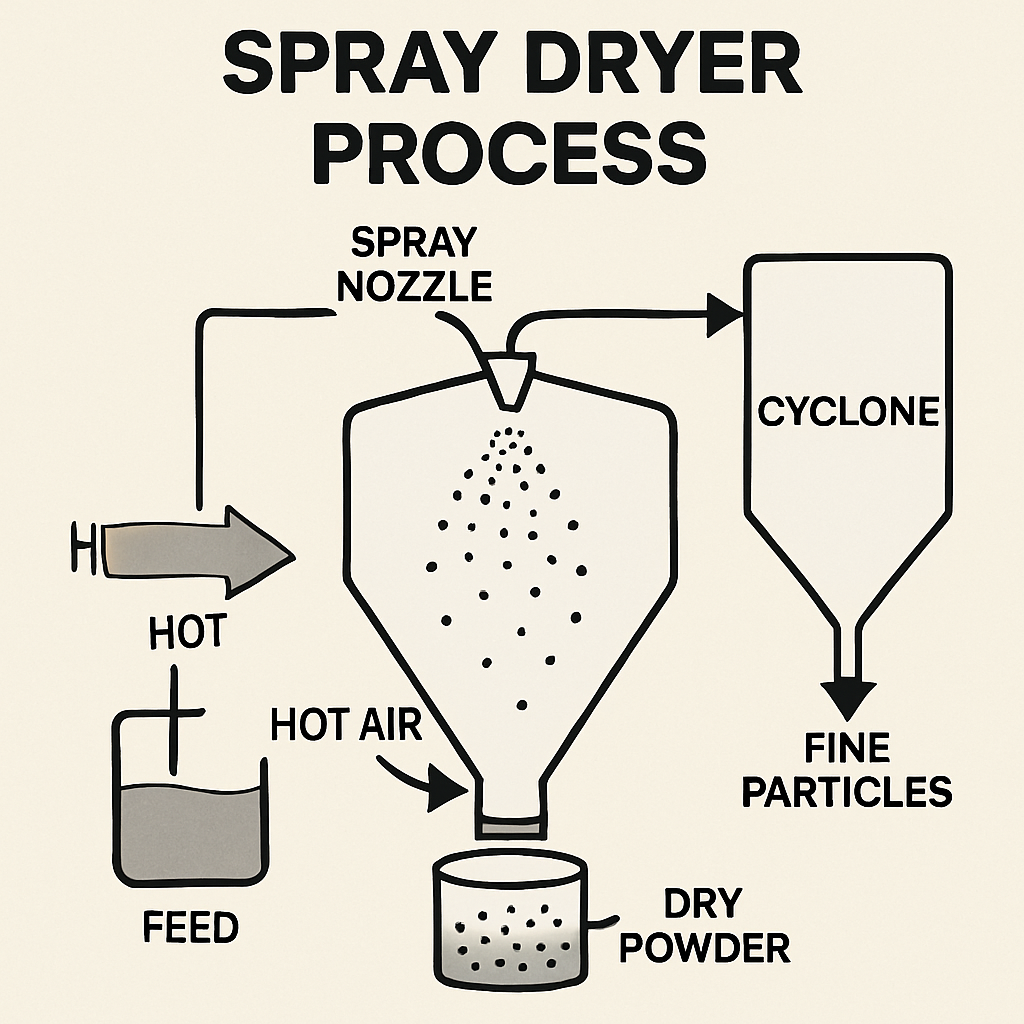 Diagram of a spray dryer process