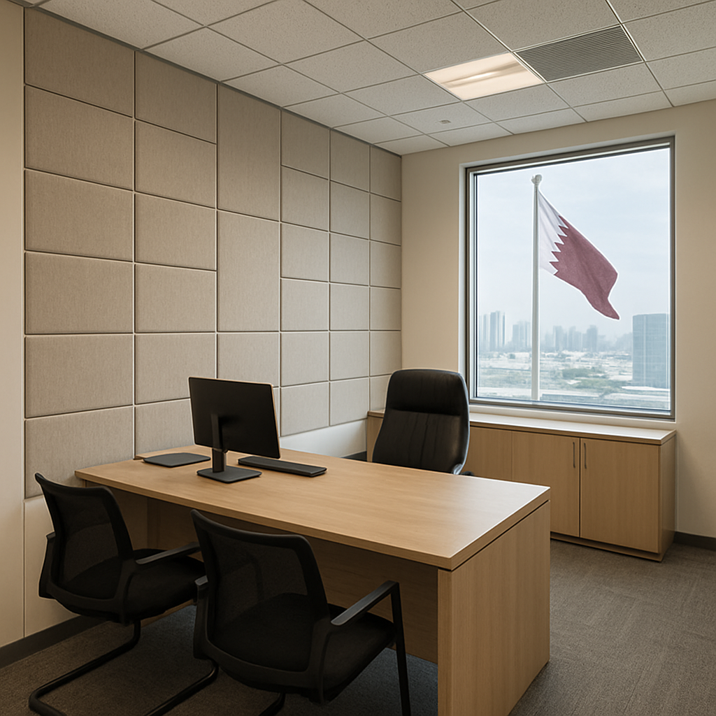 Acoustic panels installed in a modern Qatari office