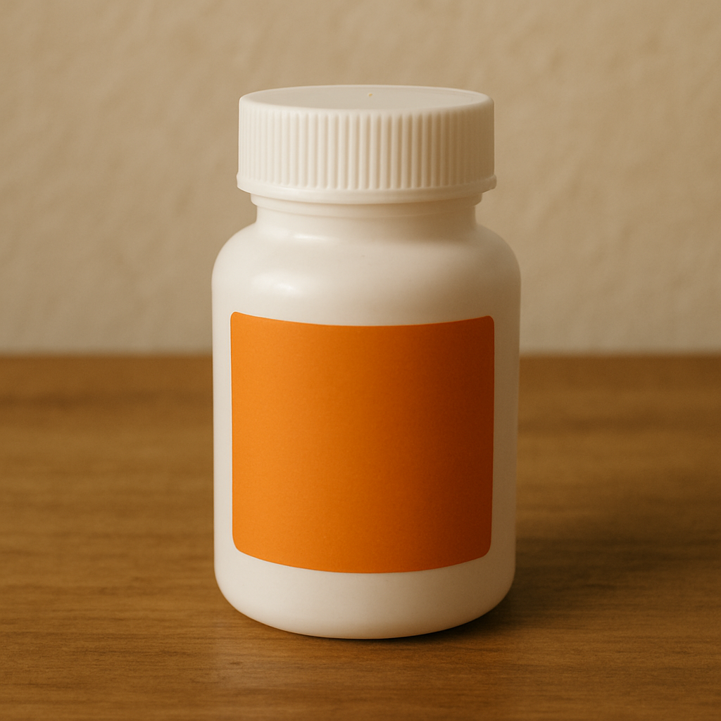 Bottle of medication on a table