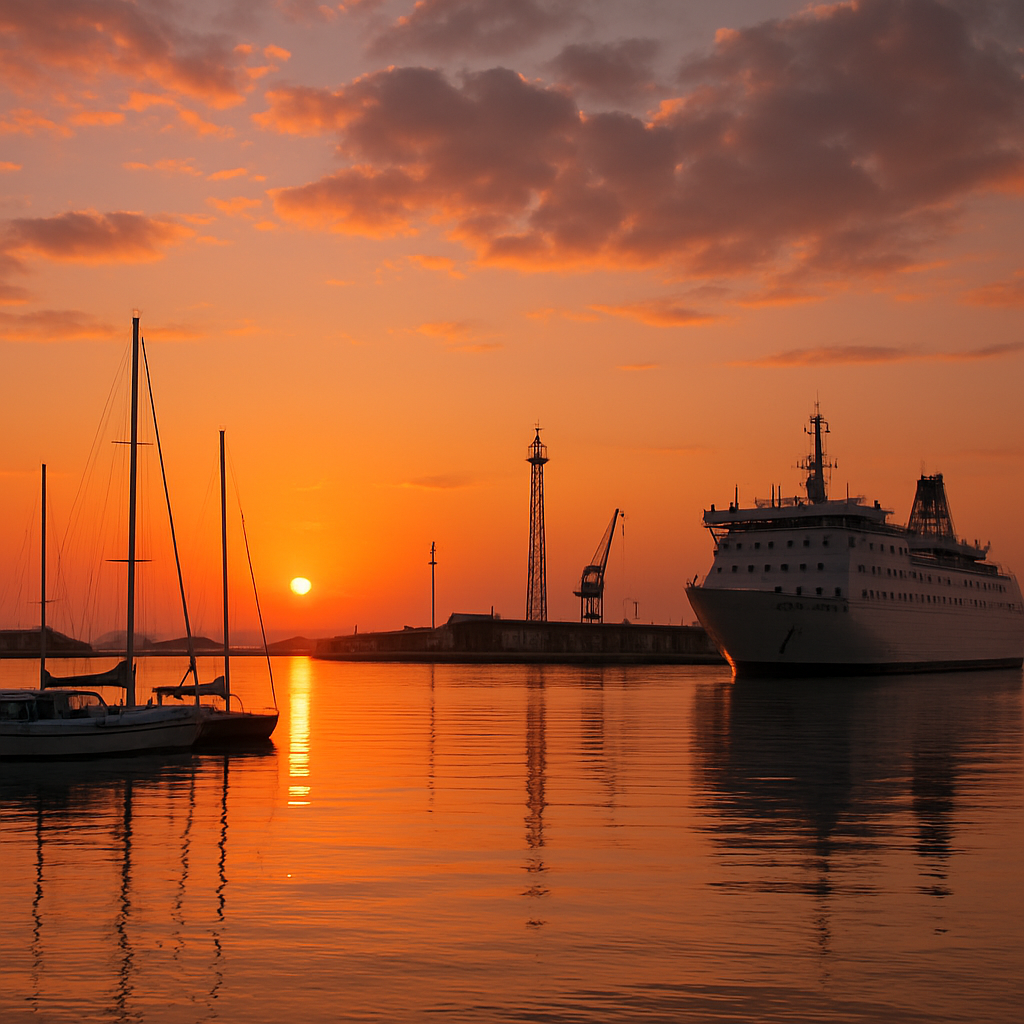 Ystad hamn vid solnedgången