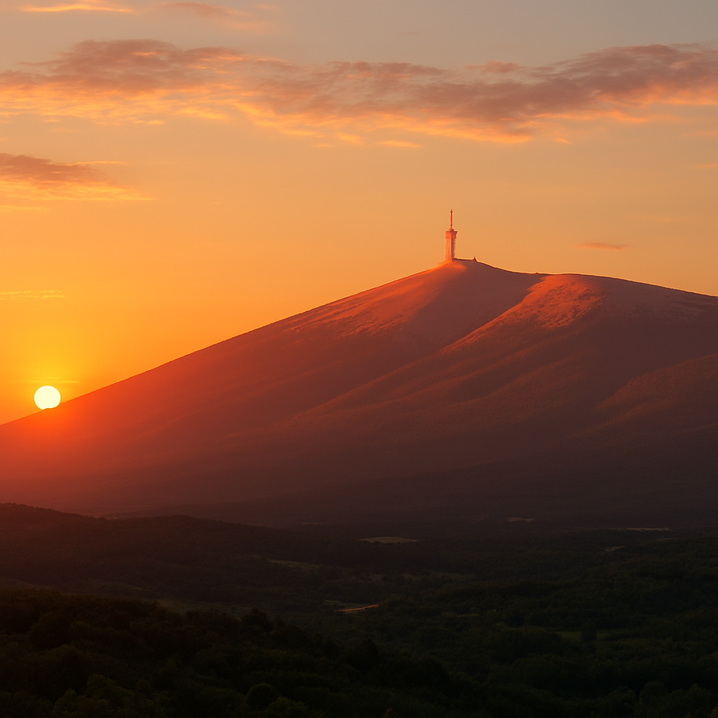 Vue panoramique du Mont Ventoux au lever du soleil