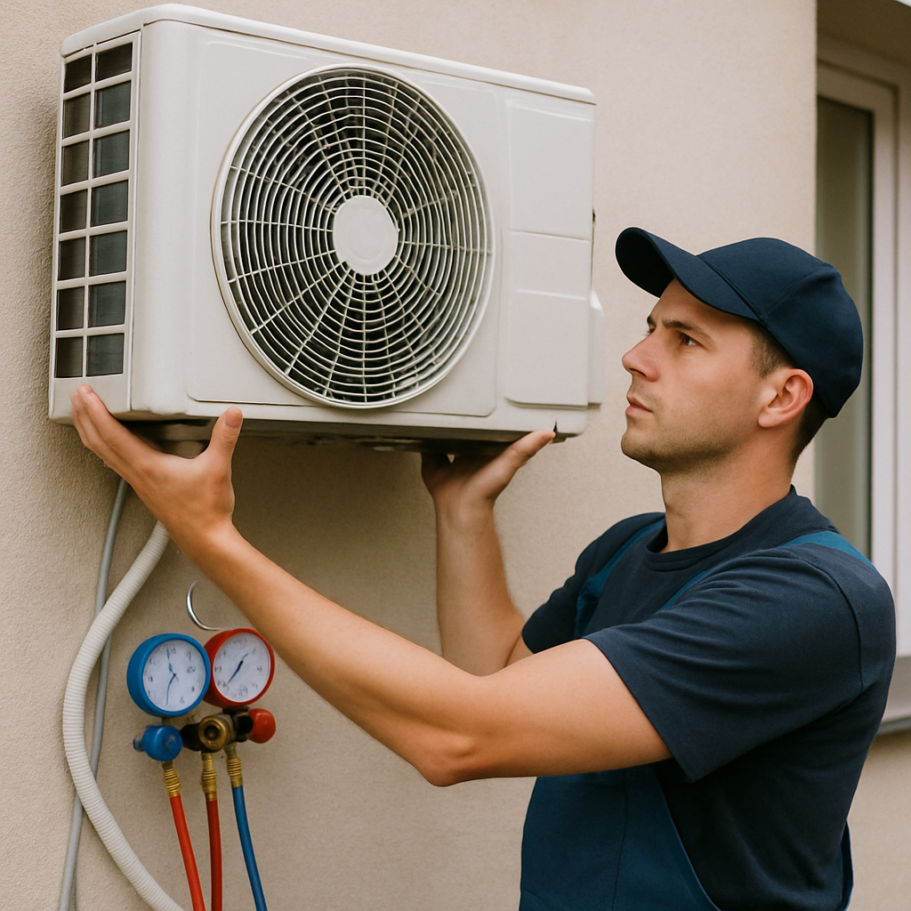 AC installation technician working