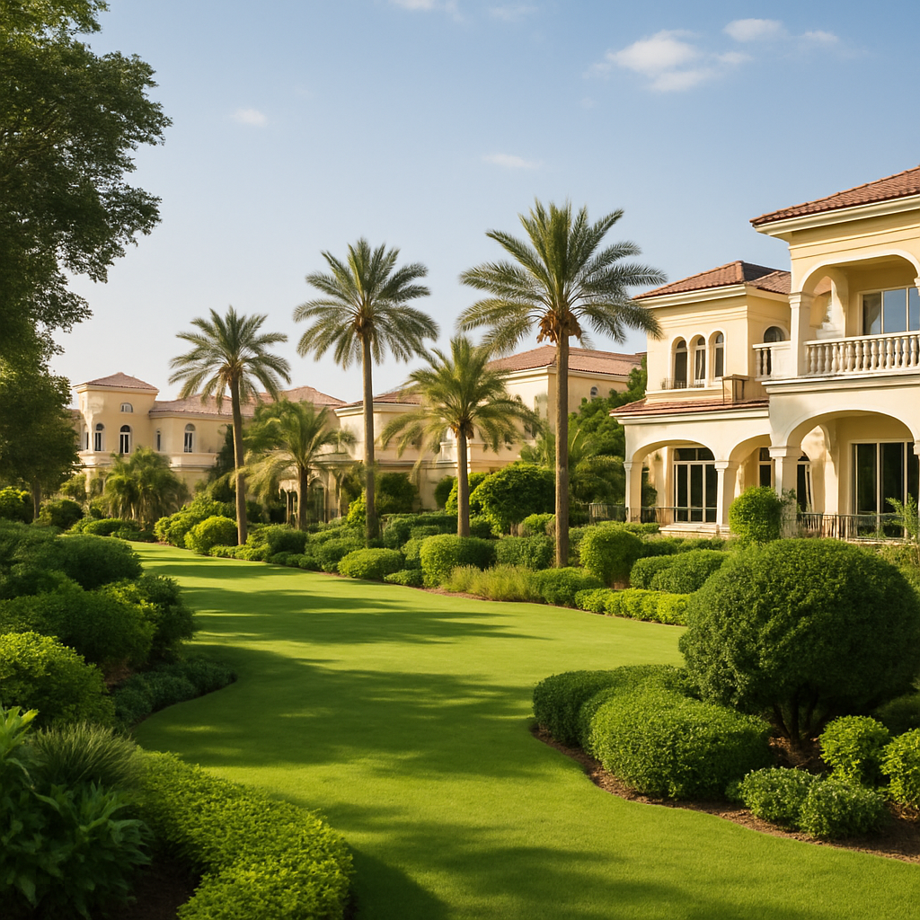 Lush greenery and luxury villas in Emirates Hills