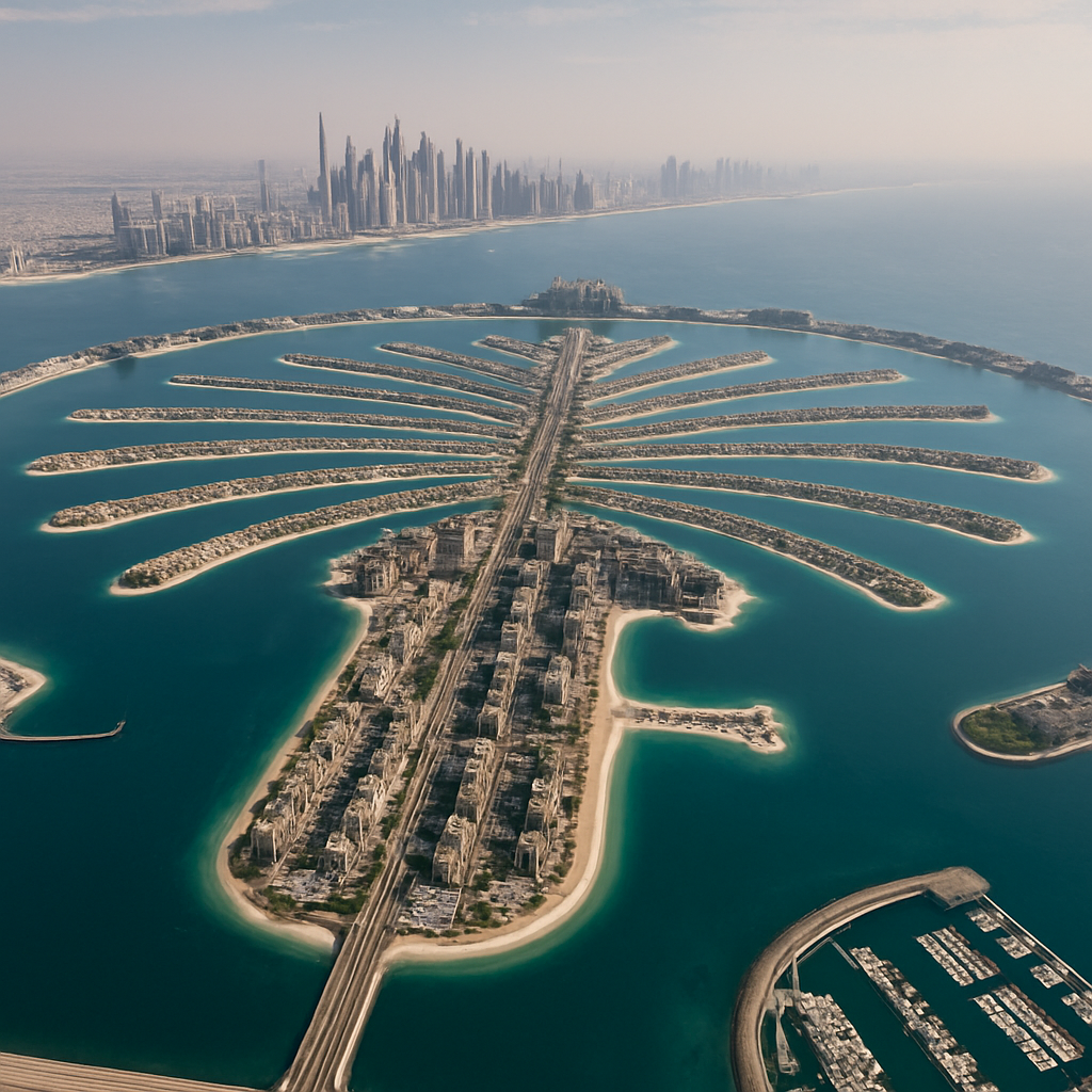Aerial view of Palm Jumeirah in Dubai