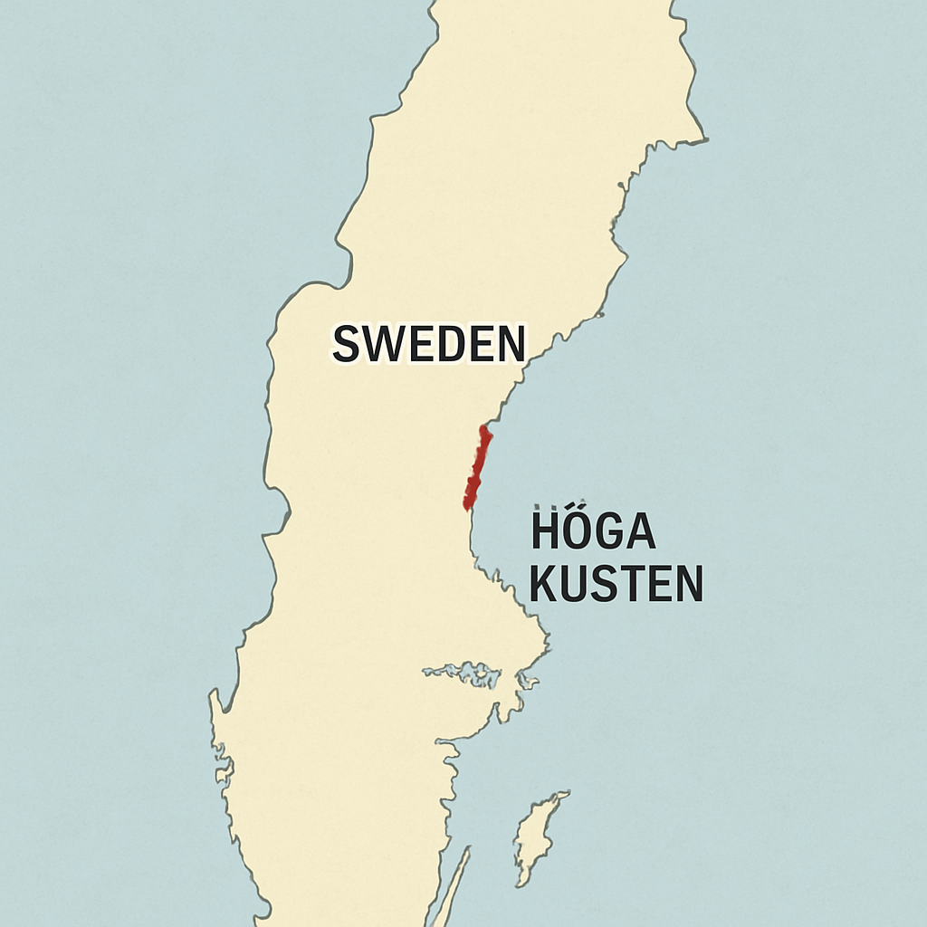 Map highlighting the location of Höga Kusten in Sweden