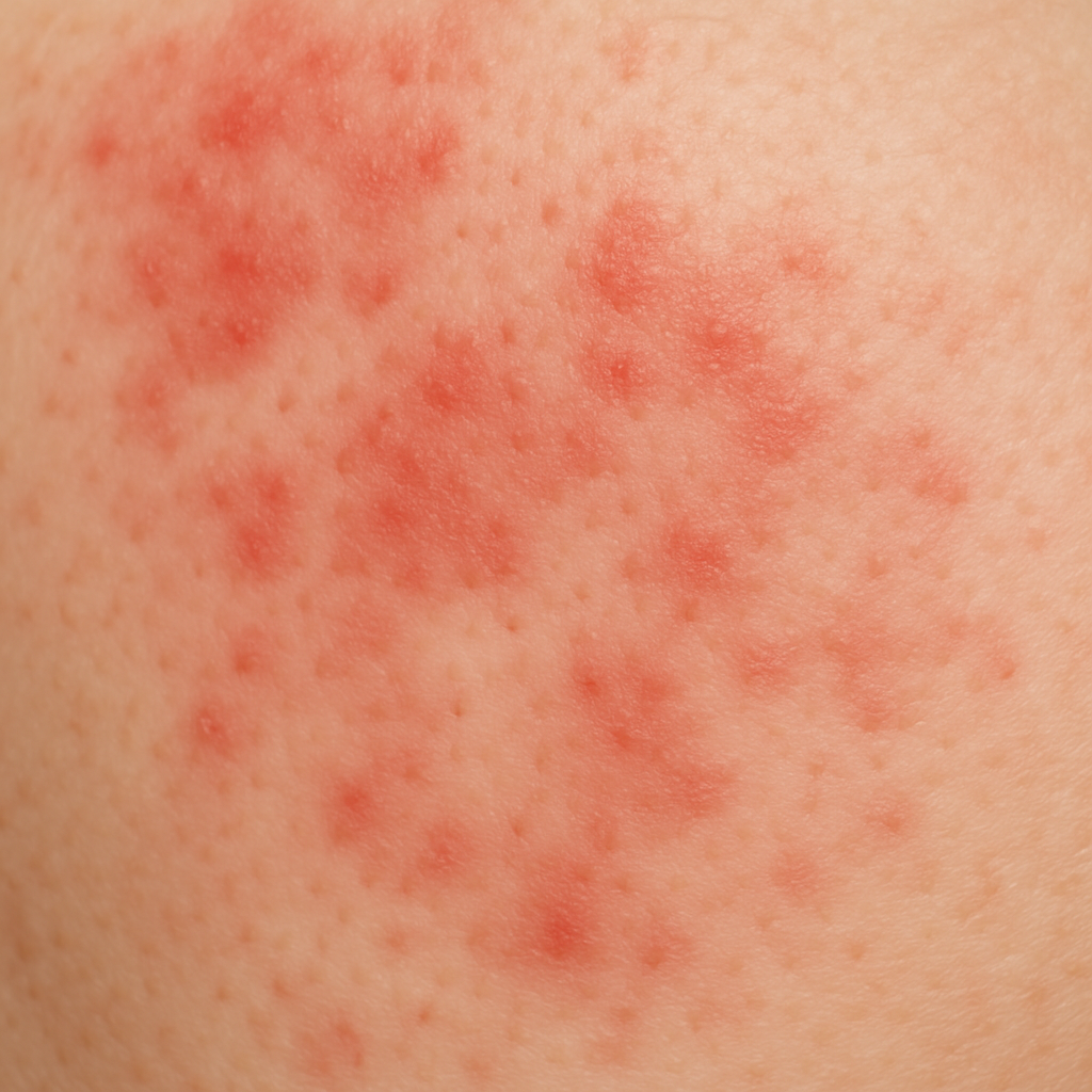 Close-up of skin with redness and irritation