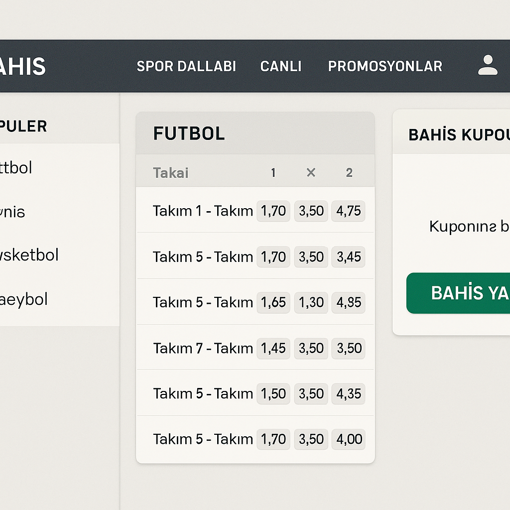 Bahis platformu arayüzü