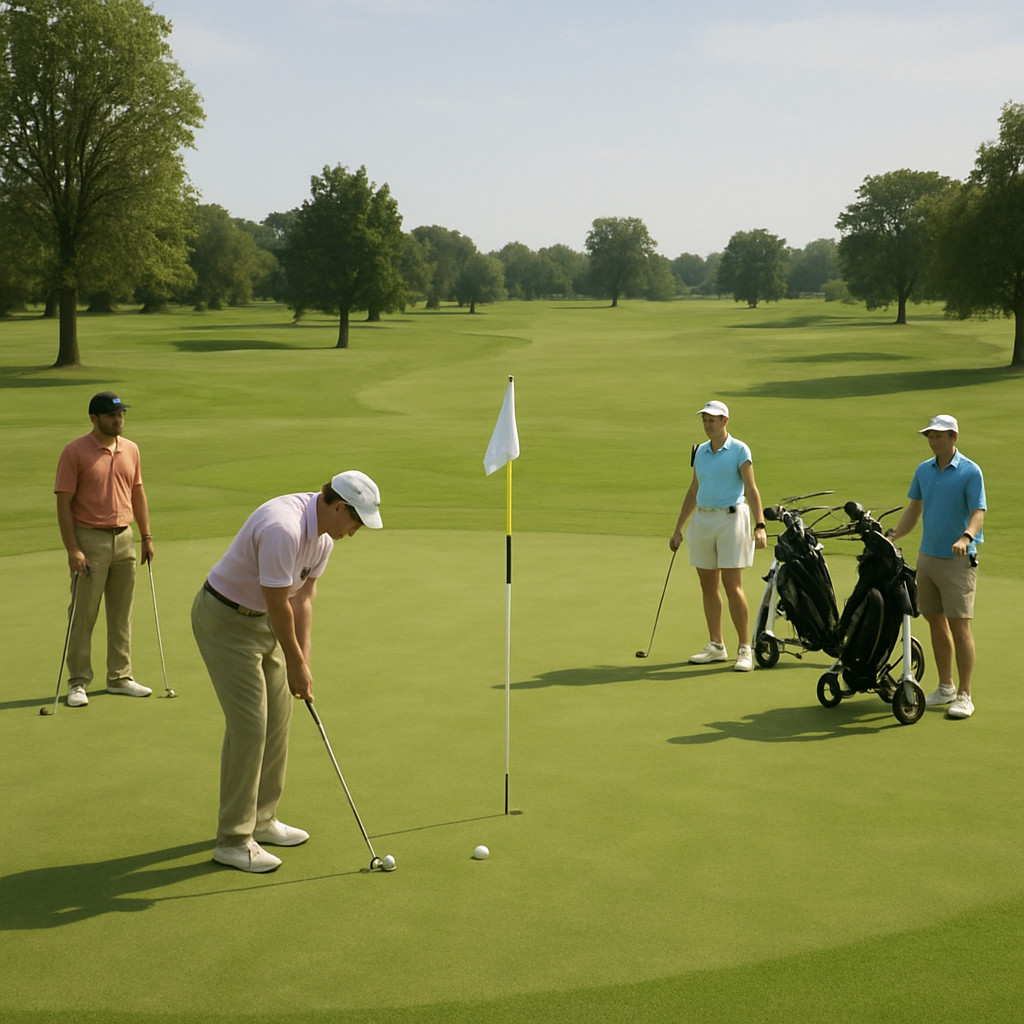 Golf course with players