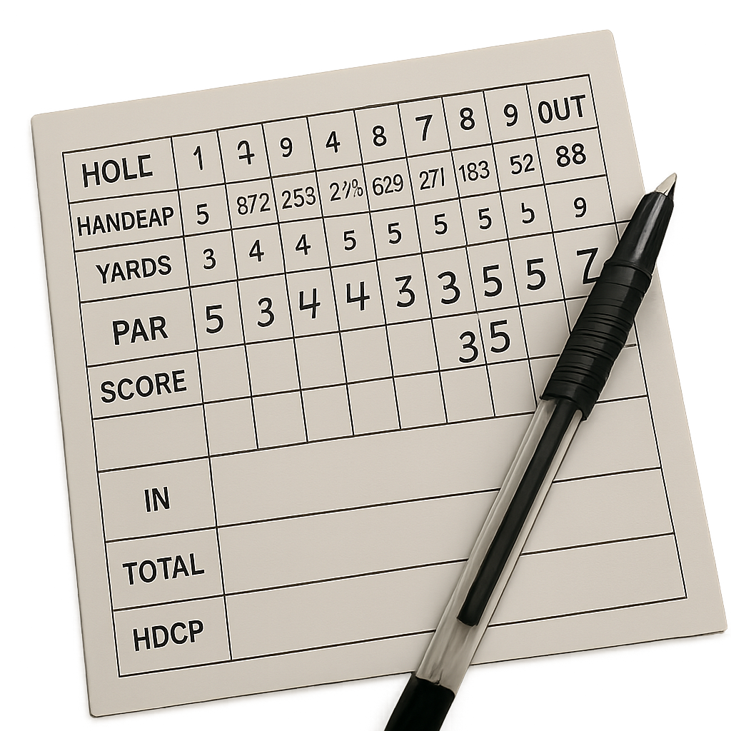 Golf scorecard and pen