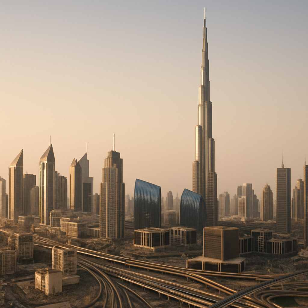 Dubai skyline with business district