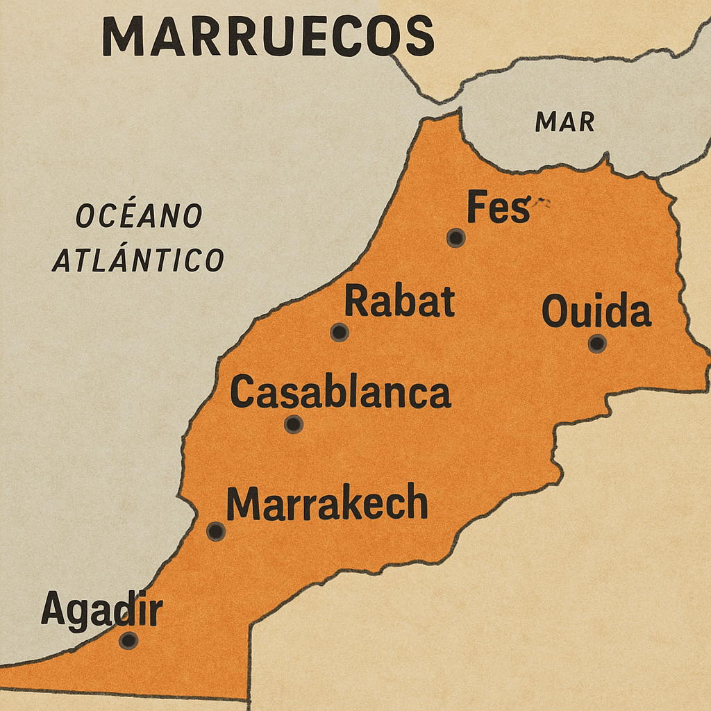 Mapa de Marruecos con ciudades principales