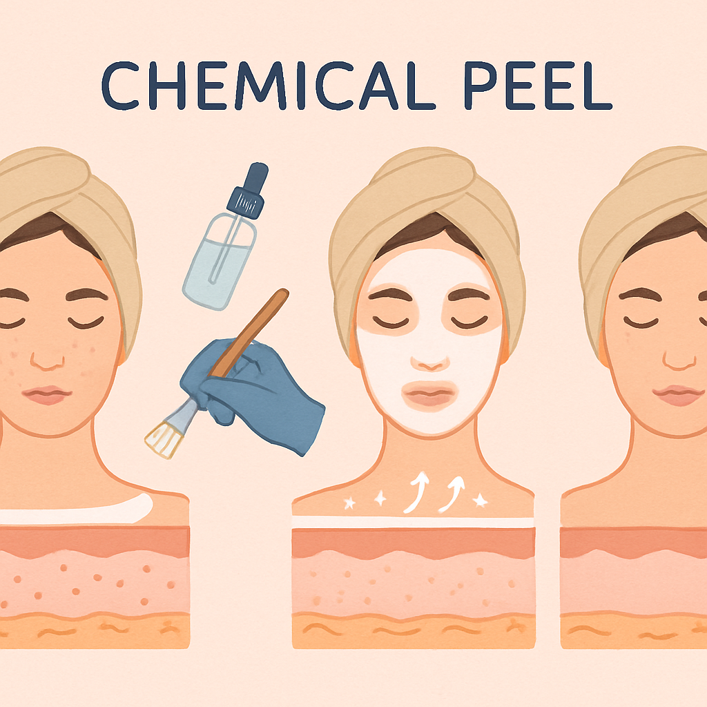 Illustration of a chemical peel process