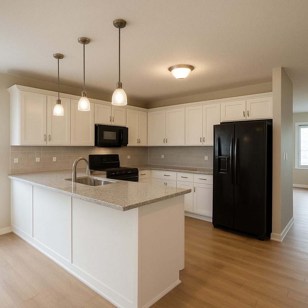 Open concept kitchen with island