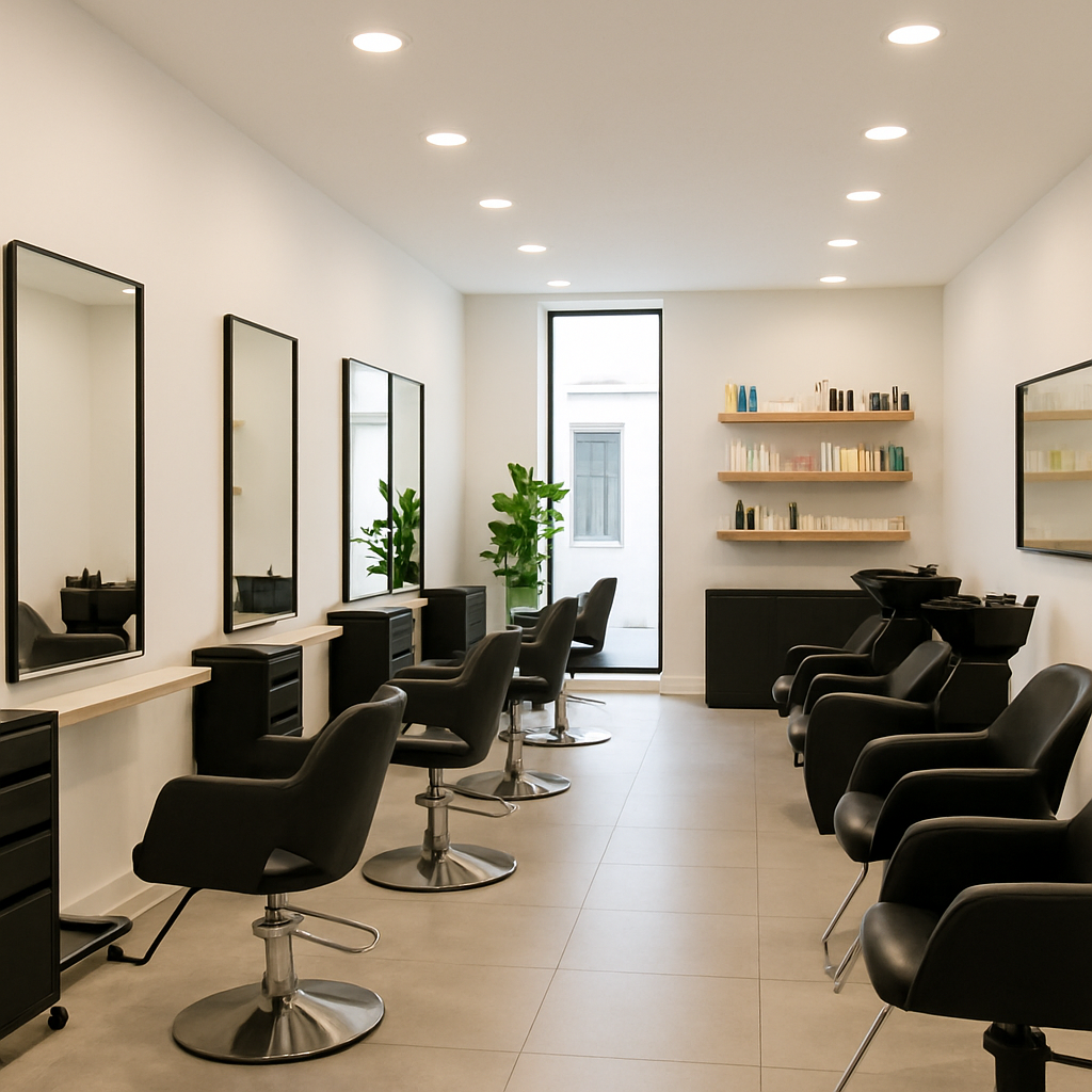 inside of a modern hair salon