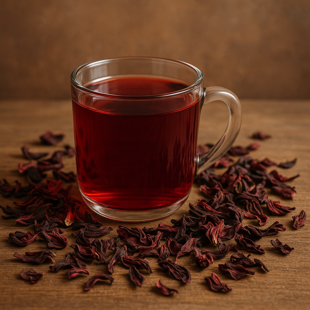 Hibiscus tea and dried flowers